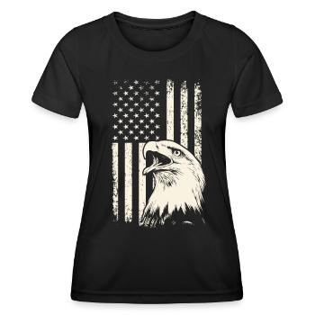 Screaming Bald Eagle USA - 4th of July Flag - Women's Functional T-Shirt - black - Front - AI Model Female 172 light (172cm)