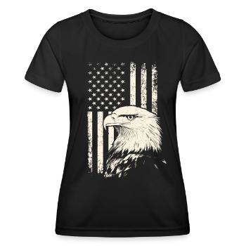 Patriot Bald Eagle – 4th of July Veterans Day - Women's Functional T-Shirt - black - Front - AI Model Female 172 light (172cm)