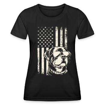 Rottweiler Patriotism – 4th of July and Veterans Day - Women's Functional T-Shirt - black - Front - AI Model Female 172 light (172cm)