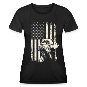 Rottweiler Patriotism – 4th of July and Veterans Day - Women's Functional T-Shirt - black - Front - AI Model Female 172 light (172cm)