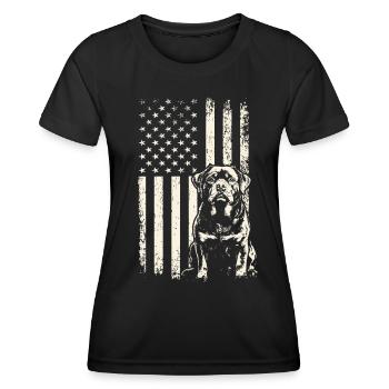 hoSitzender Rottweiler USA 4. Juli und Veterans Da - Frauen Funktions-T-Shirt - Schwarz - Vorne - AI Model Female 172 light (172cm)