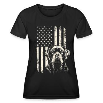 Loyal Rottweiler USA Pride – 4th of July Veterans Day - Women's Functional T-Shirt - black - Front - AI Model Female 172 light (172cm)