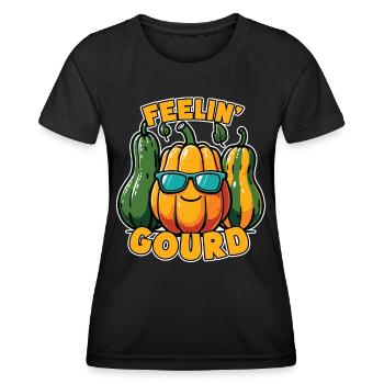Feel Me Gourd - Tenue drôle d’automne - T-shirt sport Femme - noir - Devant - AI Model Female 172 light (172cm)
