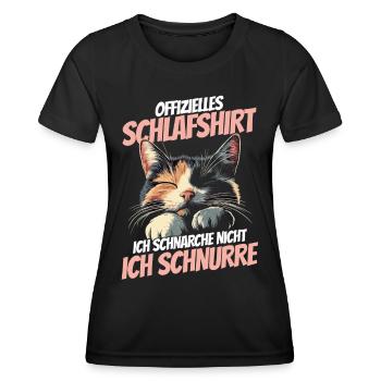 nieOffizielles Schlafshirt - Dreifarbiges Kätzchen - Frauen Funktions-T-Shirt - Schwarz - Vorne - AI Model Female 172 light (172cm)