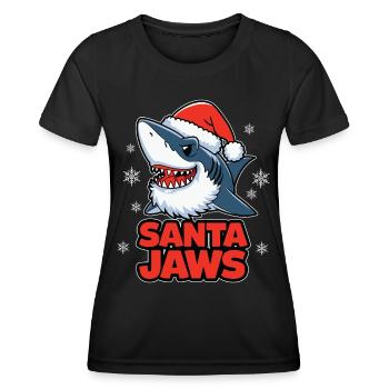 Père Noël Mâchoires Drôle Noël Requin Noël - T-shirt sport Femme - noir - Devant - AI Model Female 172 light (172cm)
