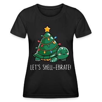 Let's Shell-ebrate Cute Christmas Turtle - Women's Functional T-Shirt - black - Front - AI Model Female 172 light (172cm)