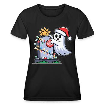 Fantôme de Noël avec pierre tombale - T-shirt sport Femme - noir - Devant - AI Model Female 172 light (172cm)