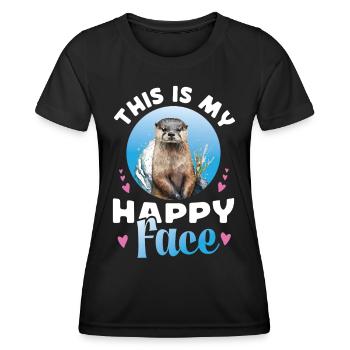 Loutre : c’est mon visage heureux - T-shirt sport Femme - noir - Devant - AI Model Female 172 light (172cm)