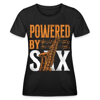Saxophone Pun Powered By Sax - Women's Functional T-Shirt - black - Front - AI Model Female 172 light (172cm)