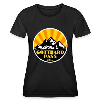 Gotthard Pass - Frauen Funktions-T-Shirt - Schwarz - Vorne - AI Model Female 172 light (172cm)