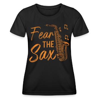 Saxophones Pun Fear The Sax - Women's Functional T-Shirt - black - Front - AI Model Female 172 light (172cm)