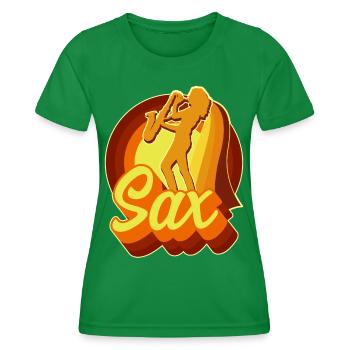 Saxophone Retro Vintage 70s Sax - Women's Functional T-Shirt - kelly green - Front - AI Model Female 172 dark (172cm)