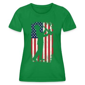 Saxophones American Flag - Women's Functional T-Shirt - kelly green - Front - AI Model Female 172 dark (172cm)
