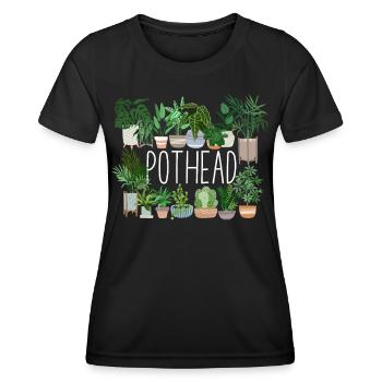Plant Lover Gardening Pun Pot Head - Frauen Funktions-T-Shirt - Schwarz - Vorne - AI Model Female 172 light (172cm)
