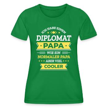 DIPLOMAT PAPA: COOL, GLOBAL, STIL, EXKLUSIV - Frauen Funktions-T-Shirt - Kelly Green - Vorne - AI Model Female 172 dark (172cm)
