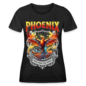 Phönix Phoenix Feuer Flammen Vogel Mythologie - Frauen Funktions-T-Shirt - Schwarz - Vorne - AI Model Female 172 light (172cm)
