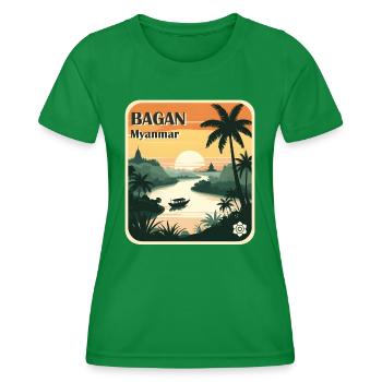 Bagan, Myanmar - T-shirt sport Femme - vert - Devant - AI Model Female 172 dark (172cm)