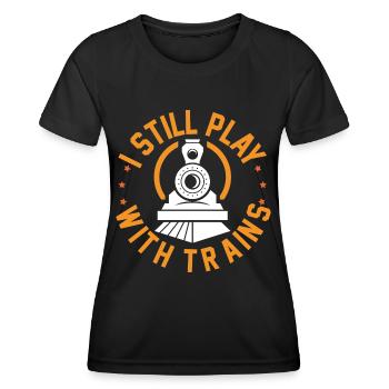Les amateurs de trains jouent avec le chemin de fer - T-shirt sport Femme - noir - Devant - AI Model Female 172 light (172cm)