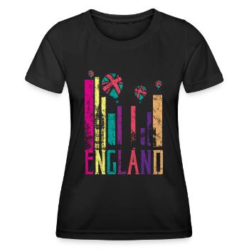 England UK Retro Vintage - Frauen Funktions-T-Shirt - Schwarz - Vorne - AI Model Female 172 light (172cm)