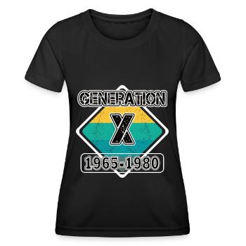 Naissance de la génération X 1965 - 1980 - T-shirt sport Femme - noir - Devant - AI Model Female 172 light (172cm)