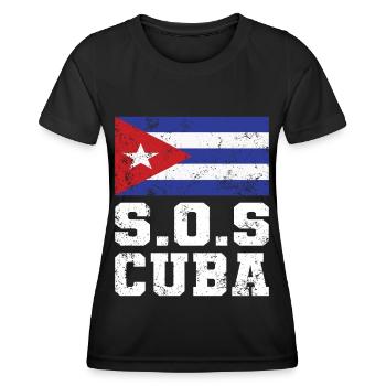 S.O.S Cuba fier Cubain SOS Cuba - T-shirt sport Femme - noir - Devant - AI Model Female 172 light (172cm)