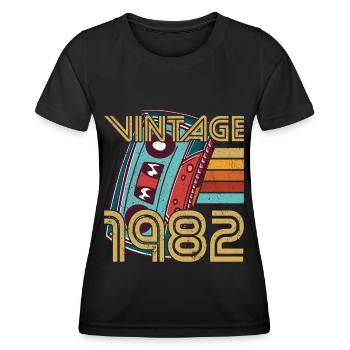 40ème anniversaire millésime 1982 Millésime 1982 - T-shirt sport Femme - noir - Devant - AI Model Female 172 light (172cm)