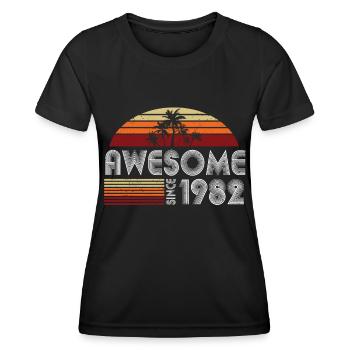 40ème anniversaire né 1982 Génial depuis 1982 - T-shirt sport Femme - noir - Devant - AI Model Female 172 light (172cm)