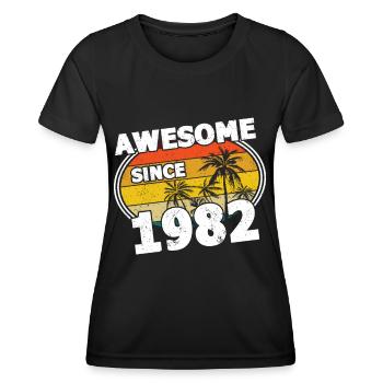 40ème anniversaire né 1982 Génial depuis 1982 - T-shirt sport Femme - noir - Devant - AI Model Female 172 light (172cm)