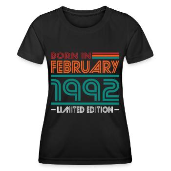 30th birthday born 1992 Born in February 1992 - Women's Functional T-Shirt - black - Front - AI Model Female 172 light (172cm)