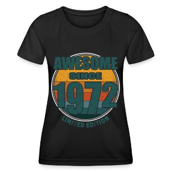 50th birthday born 1972 Awesome Since 1972 - Women's Functional T-Shirt - black - Front - AI Model Female 172 light (172cm)