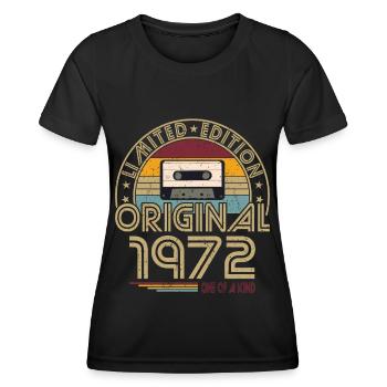 50e anniversaire né en 1972 Original 1972 - T-shirt sport Femme - noir - Devant - AI Model Female 172 light (172cm)