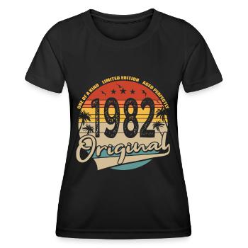 40e anniversaire né en 1982 Original 1982 - T-shirt sport Femme - noir - Devant - AI Model Female 172 light (172cm)