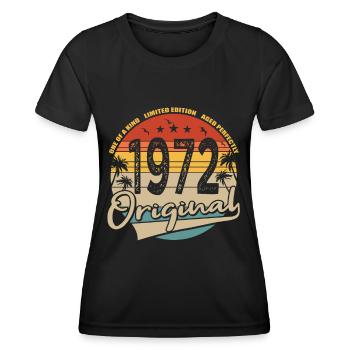 50e anniversaire né en 1972 Original 1972 - T-shirt sport Femme - noir - Devant - AI Model Female 172 light (172cm)