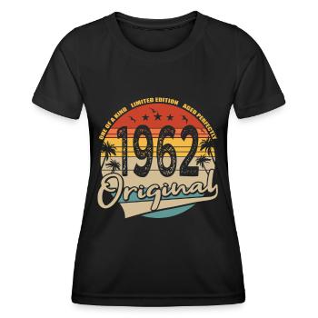 60e anniversaire né en 1962 Original 1962 - T-shirt sport Femme - noir - Devant - AI Model Female 172 light (172cm)