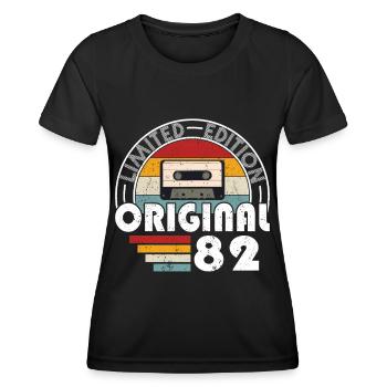 40e anniversaire né en 1982 Original 1982 - T-shirt sport Femme - noir - Devant - AI Model Female 172 light (172cm)