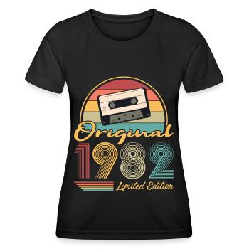 40e anniversaire né en 1982 Original 1982 - T-shirt sport Femme - noir - Devant - AI Model Female 172 light (172cm)
