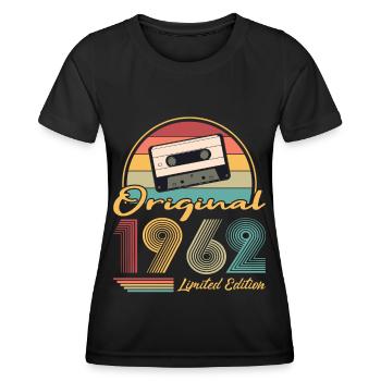 60e anniversaire né en 1962 Original 1962 - T-shirt sport Femme - noir - Devant - AI Model Female 172 light (172cm)