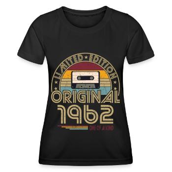 60e anniversaire né en 1962 Original 1962 - T-shirt sport Femme - noir - Devant - AI Model Female 172 light (172cm)