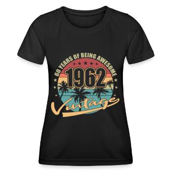 60e anniversaire né en 1962 60 ans - T-shirt sport Femme - noir - Devant - AI Model Female 172 light (172cm)