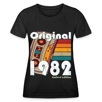 40e anniversaire né en 1982 Original 1982 - T-shirt sport Femme - noir - Devant - AI Model Female 172 light (172cm)