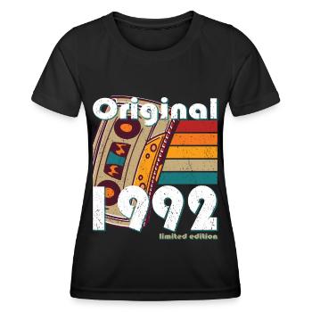 30e anniversaire né 1992 Original 1992 - T-shirt sport Femme - noir - Devant - AI Model Female 172 light (172cm)