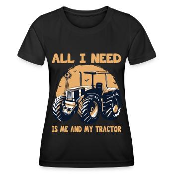 Bauer Me And My Tractor Farmer Agriculture - Women's Functional T-Shirt - black - Front - AI Model Female 172 light (172cm)