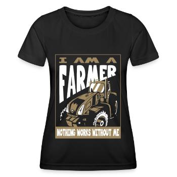 Bauer Nothing Works Here Without Me Farmer - Women's Functional T-Shirt - black - Front - AI Model Female 172 light (172cm)