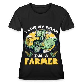 Bauer I Live My Dream Farmer Agriculture - Women's Functional T-Shirt - black - Front - AI Model Female 172 light (172cm)