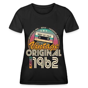 60e anniversaire né en 1962 Fabriqué en 1962 - T-shirt sport Femme - noir - Devant - AI Model Female 172 light (172cm)