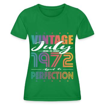 50th birthday vintage July 1972 Aged Perfection - Women's Functional T-Shirt - kelly green - Front - AI Model Female 172 dark (172cm)