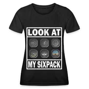 Pilot Look My Sixpack Flugzeug Luftfahrt Flieger - Frauen Funktions-T-Shirt - Schwarz - Vorne - AI Model Female 172 light (172cm)