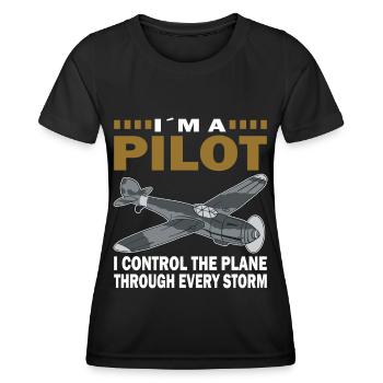 Pilot Through Every Storm Flugzeug Luftfahrt - Frauen Funktions-T-Shirt - Schwarz - Vorne - AI Model Female 172 light (172cm)