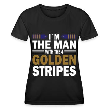 Pilot Man With 4 Golden Stripes Flugzeug Luftfahrt - Frauen Funktions-T-Shirt - Schwarz - Vorne - AI Model Female 172 light (172cm)