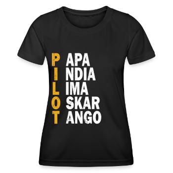 Pilot Akrostichon Airplane Aviation Helicopter - Women's Functional T-Shirt - black - Front - AI Model Female 172 light (172cm)